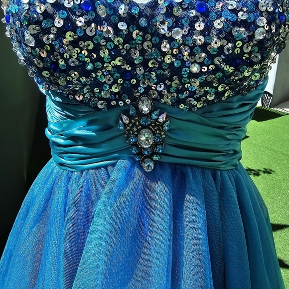 Cinderella Divine ✦ Strapless Mini Dress ✦ Sweetheart Sequin Bust & Wire Hem XS - Picture 6 of 17